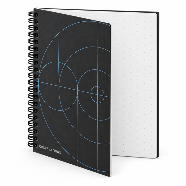 Patterns Notebook - Blueprint, dotted pages on a white background