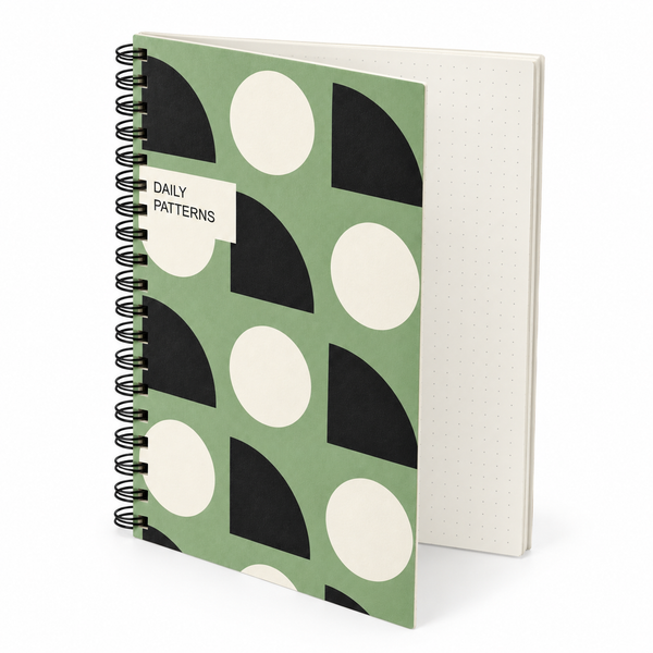 Patterns Notebook - Daily Patterns, dotted pages on a white background